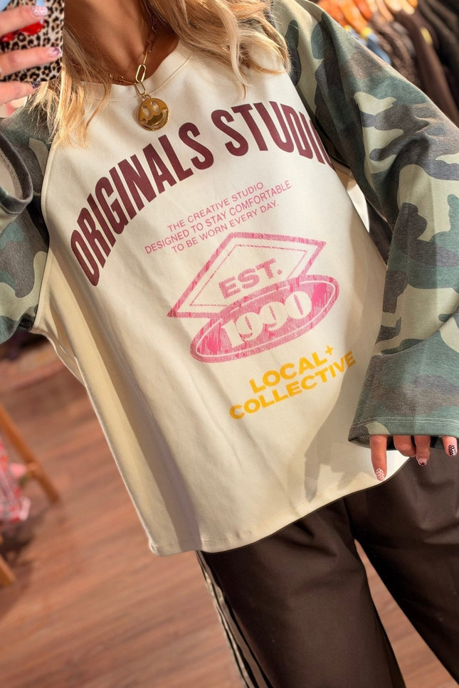 LONGSLEEVE ORIGINALS STUDIO ARMY ECRU - Hip is het