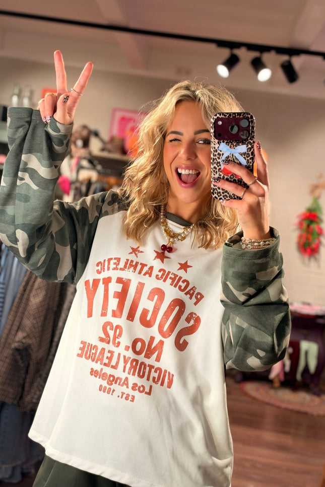LONGSLEEVE PACIFIC ATHLETIC ARMY WIT - Hip is het