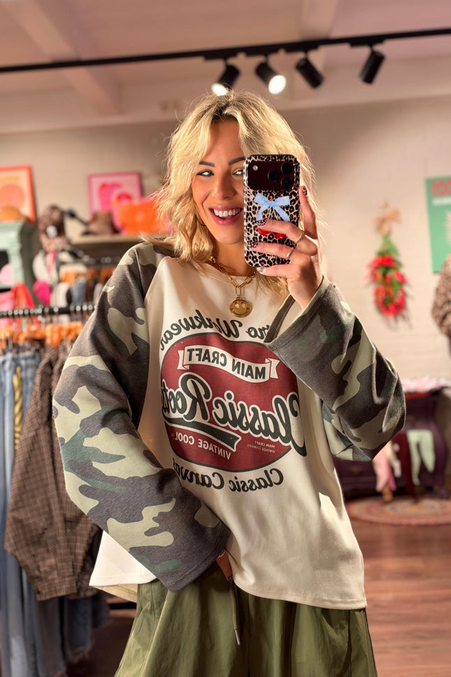 LONGSLEEVE RETRO WORKWEAR ARMY - Hip is het