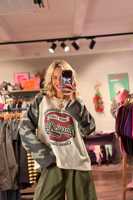 LONGSLEEVE RETRO WORKWEAR ARMY - Hip is het