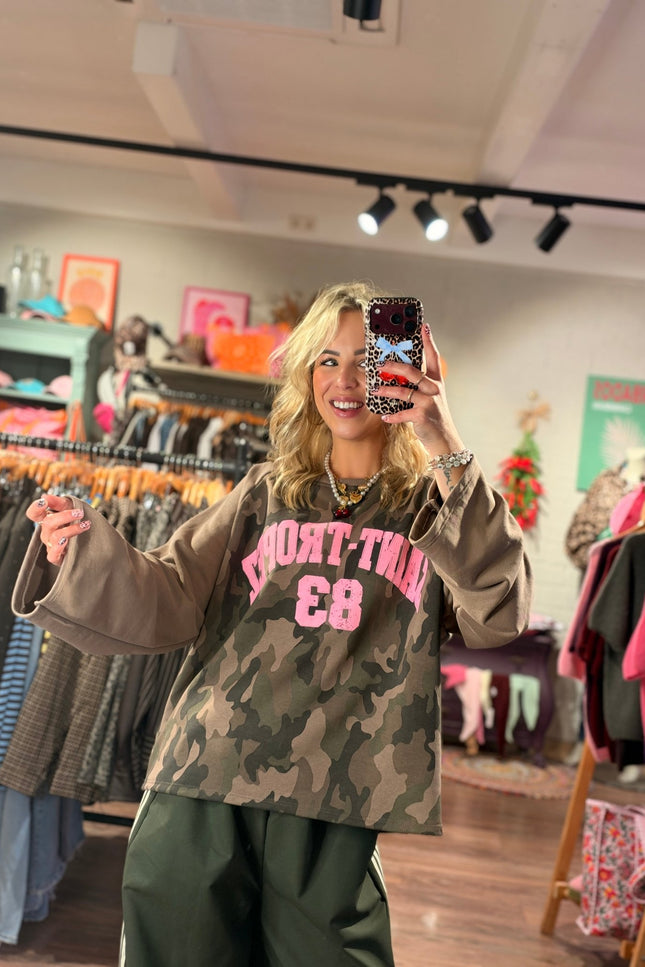 LONGSLEEVE SAINT-TROPEZ BRUIN ARMY - Hip is het