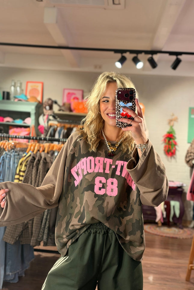 LONGSLEEVE SAINT-TROPEZ BRUIN ARMY - Hip is het