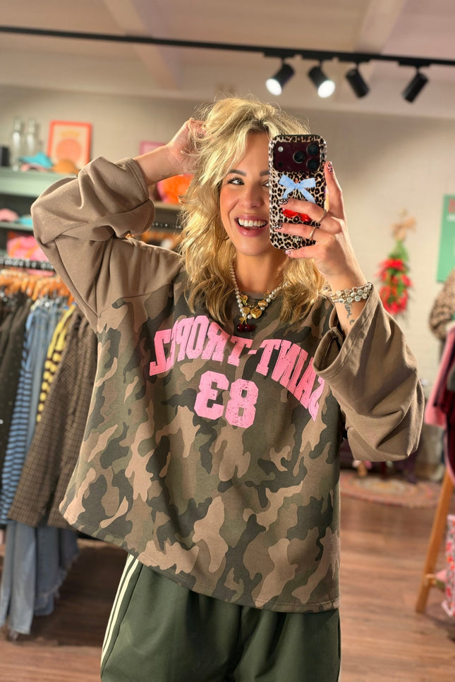 LONGSLEEVE SAINT-TROPEZ BRUIN ARMY - Hip is het