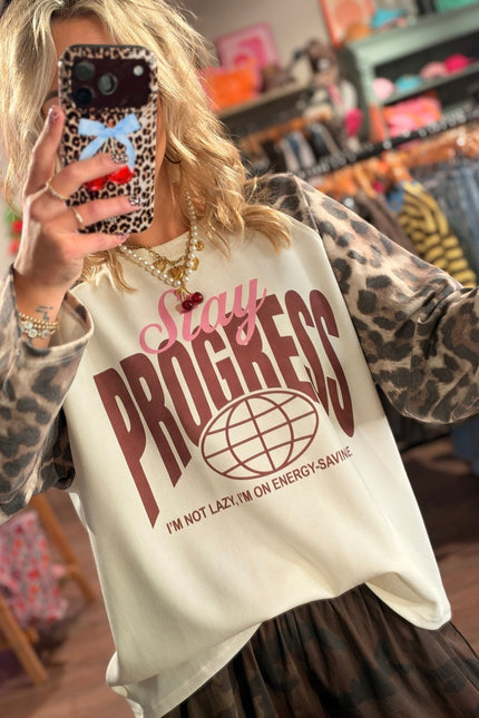LONGSLEEVE STAY PROGRESS LEOPARD - Hip is het
