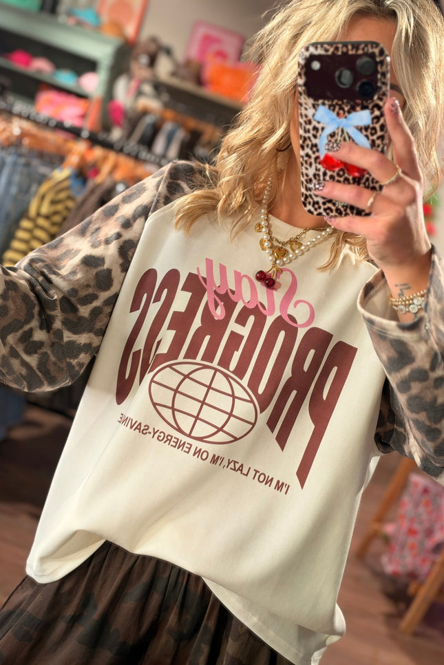 LONGSLEEVE STAY PROGRESS LEOPARD - Hip is het