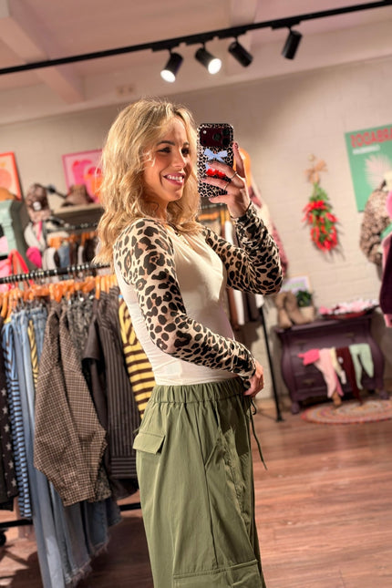 MESH TOP LANA LEOPARD WIT - Hip is het