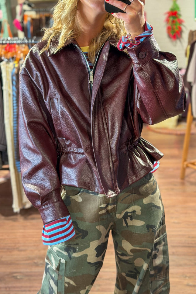 PU JACKET LOLA BORDEAUX - Hip is het