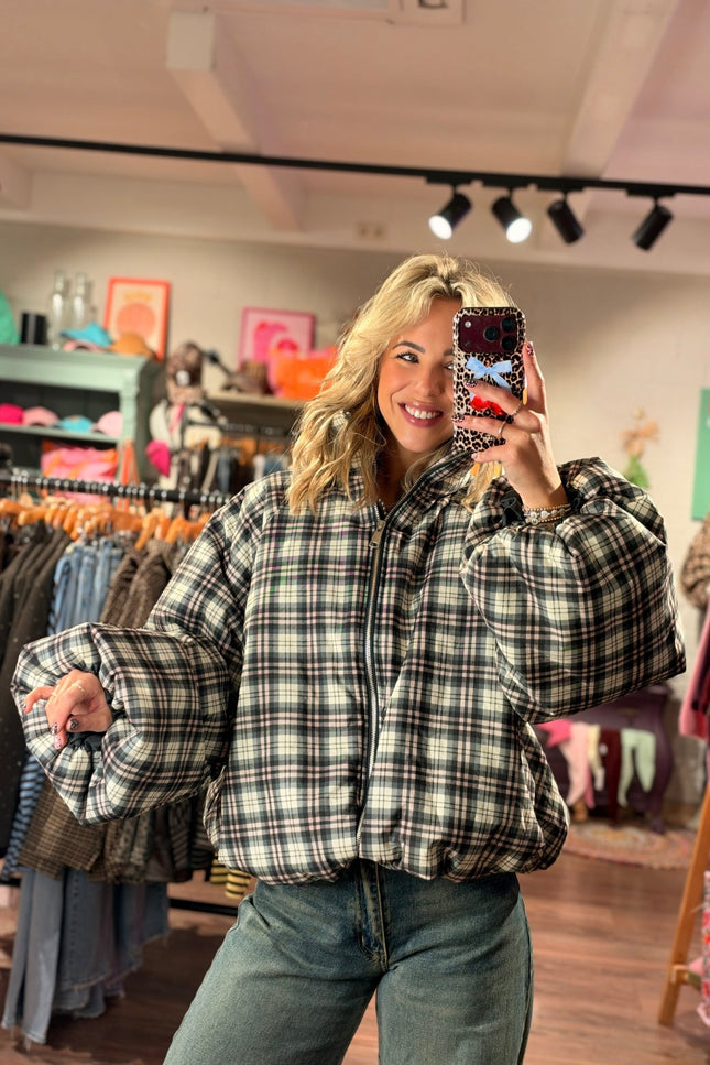 PUFFER JACKET GERUIT ILONA NAVY ROZE - Hip is het