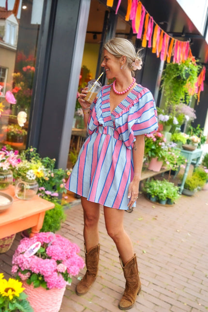 STREEP JURK LIVIA BLAUW ROZE - Hipishet