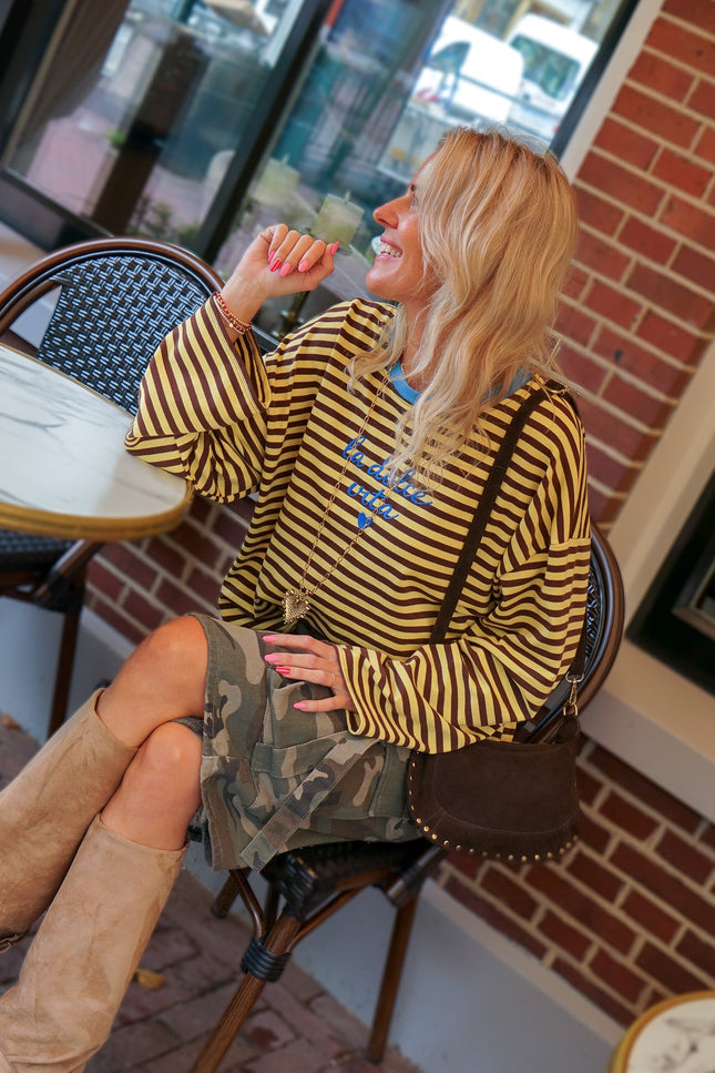 STREEP LONGSLEEVE LA DOLCE VITA GEEL - Hip is het