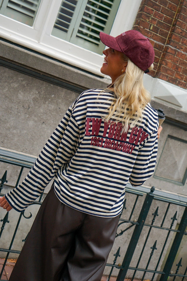 STREEP LONGSLEEVE NEW YORK NAVY - Hip is het