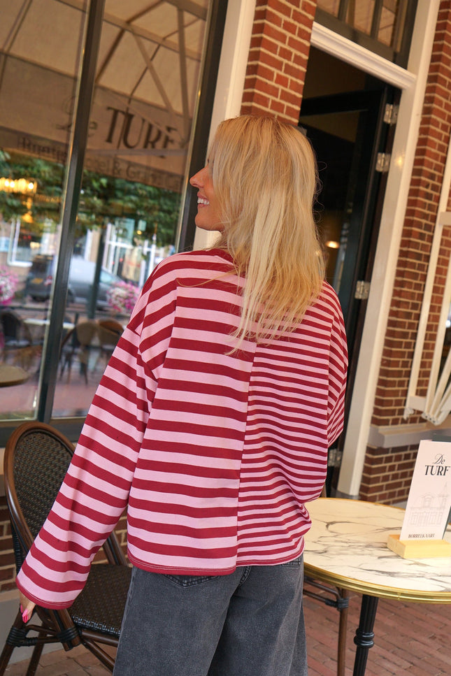 STREEP LONGSLEEVE SCOTTY BORDEAUX - Hip is het