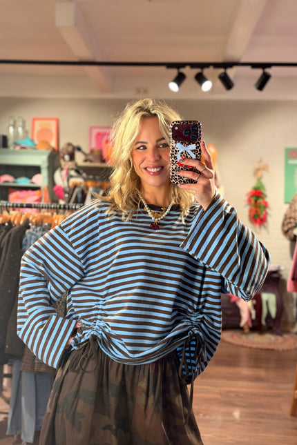 STREEP LONGSLEEVE TRIXIE BLAUW BRUIN - Hip is het