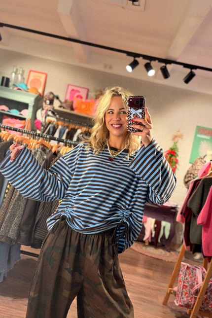 STREEP LONGSLEEVE TRIXIE BLAUW BRUIN - Hip is het