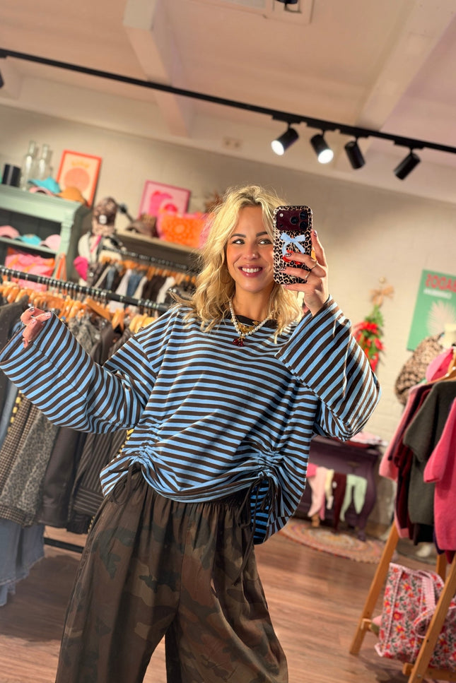 STREEP LONGSLEEVE TRIXIE BLAUW BRUIN - Hip is het