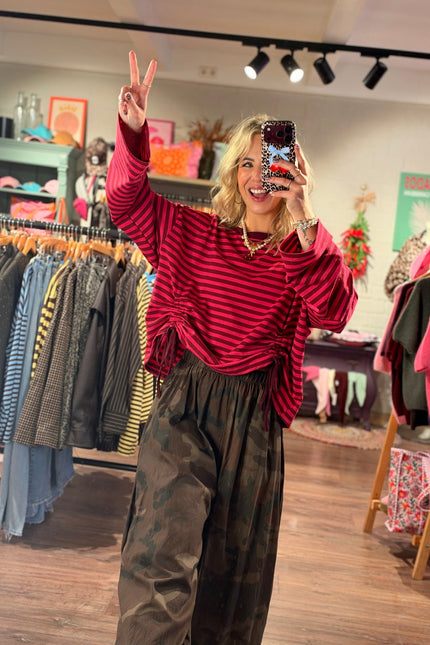 STREEP LONGSLEEVE TRIXIE BORDEAUX ROZE - Hip is het