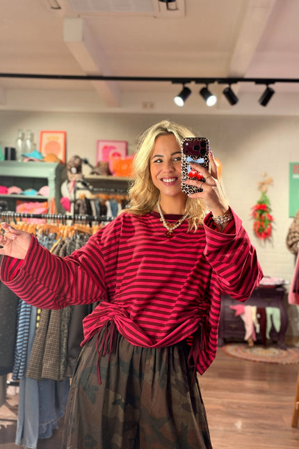 STREEP LONGSLEEVE TRIXIE BORDEAUX ROZE - Hip is het