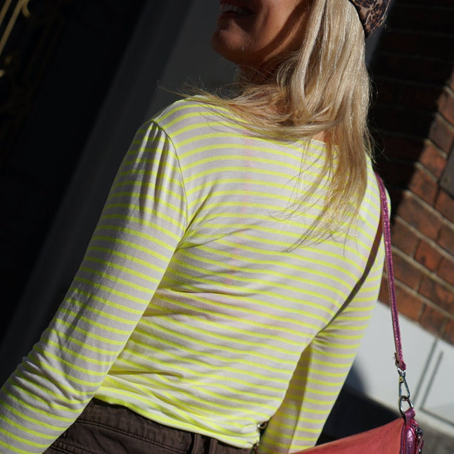 STREEP MESH TOP LOLA GEEL - Hipishet