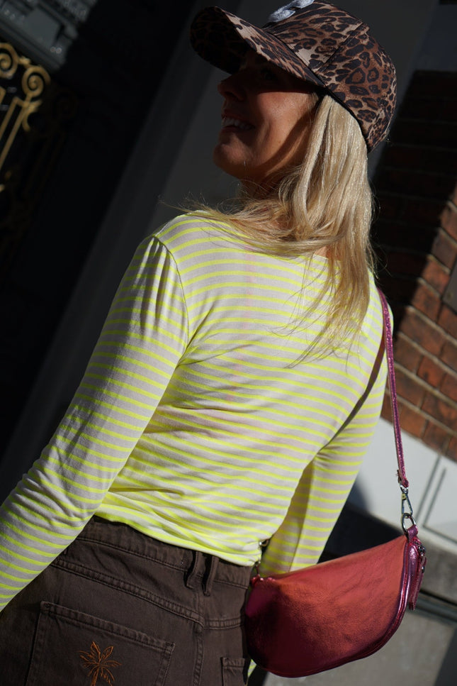 STREEP MESH TOP LOLA GEEL - Hipishet