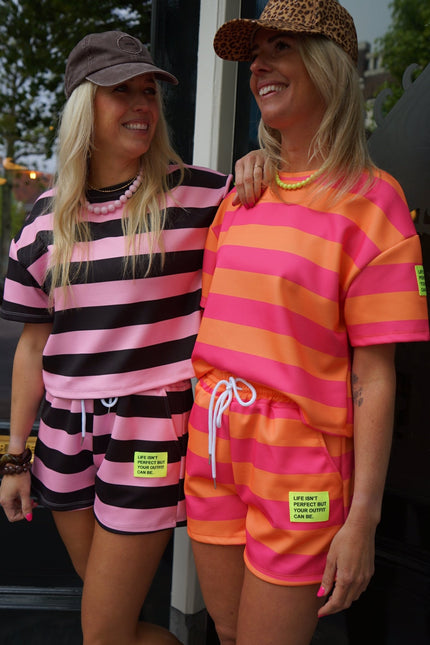 STREEP SET LIFE ISN'T PERFECT ORANJE ROZE - Hipishet