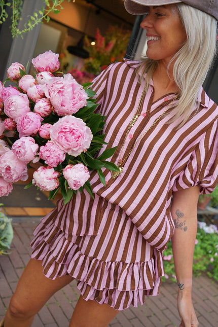 STREEP SET VEERLE BRUIN ROZE - Hipishet
