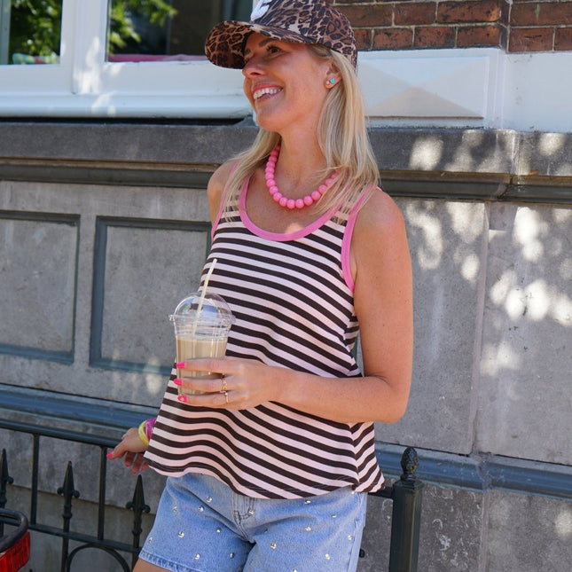 STREEP SINGLET LEA BRUIN ROZE - Hipishet