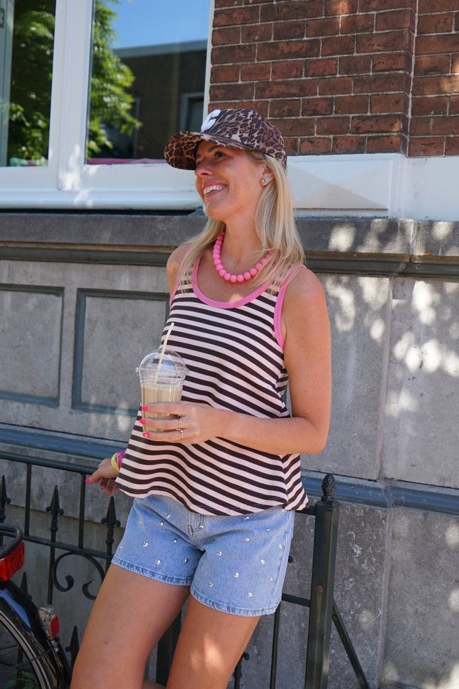 STREEP SINGLET LEA BRUIN ROZE - Hipishet