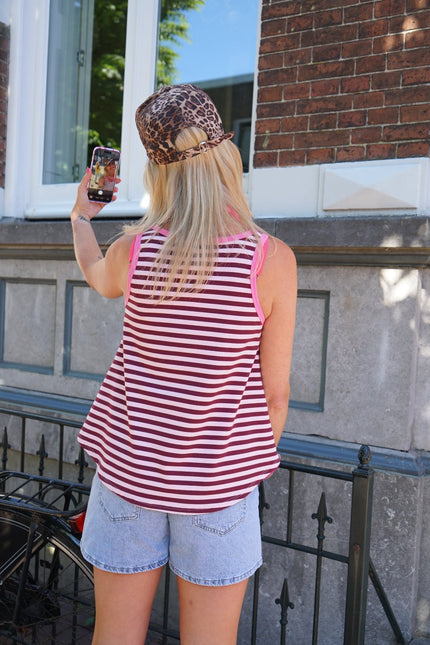 STREEP SINGLET LEA BURGUNDY ROZE - Hipishet