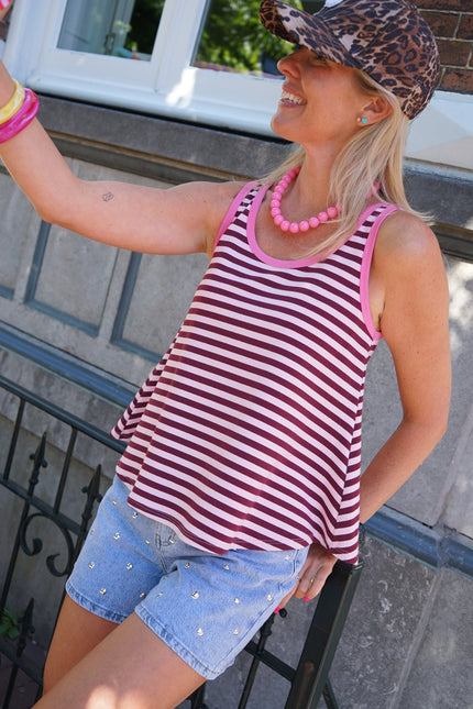 STREEP SINGLET LEA BURGUNDY ROZE - Hipishet