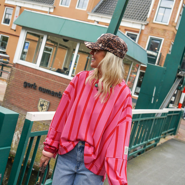 STREEP SWEATER LIFE ISN'T PERFECT ROZE ROOD - Hip is het