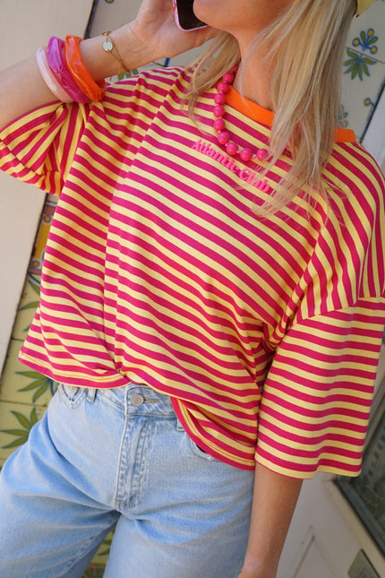 STREEP T - SHIRT ATLANTIC GEEL ROZE - Hipishet