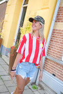 STREEP T - SHIRT BEACH CLUB ROOD - Hipishet