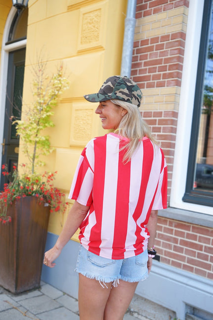 STREEP T - SHIRT BEACH CLUB ROOD - Hipishet
