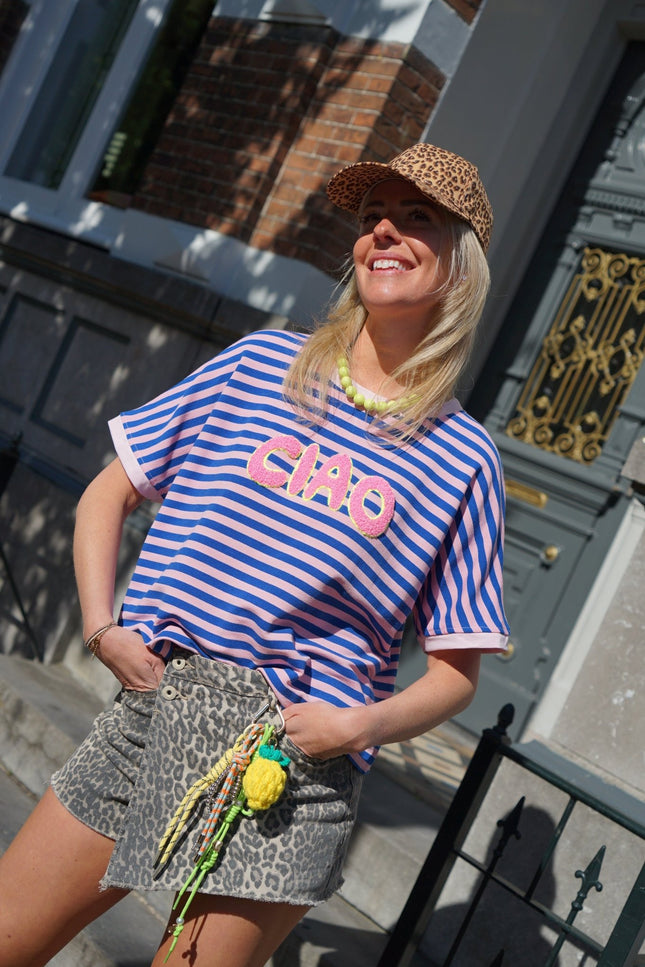 STREEP T - SHIRT CIAO BLAUW ROZE - Hipishet