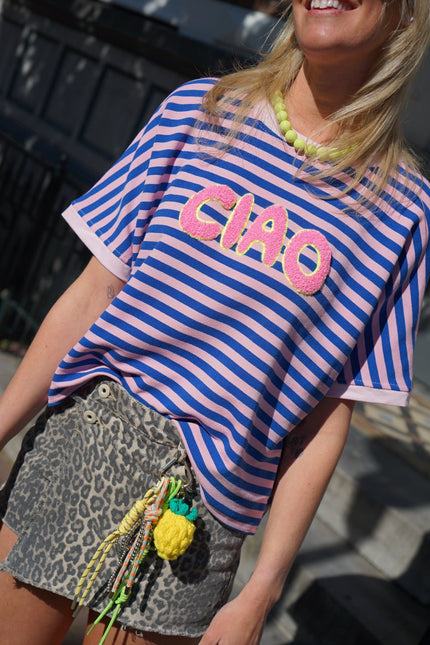 STREEP T - SHIRT CIAO BLAUW ROZE - Hipishet