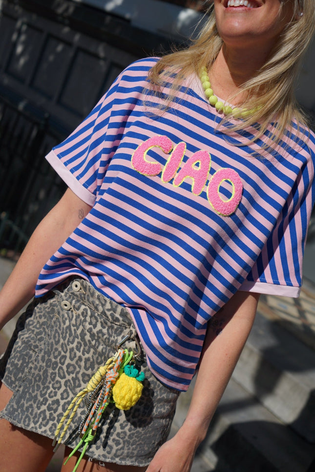 STREEP T - SHIRT CIAO BLAUW ROZE - Hipishet