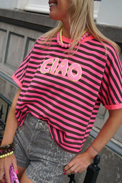 STREEP T - SHIRT CIAO BRUIN ROZE - Hipishet