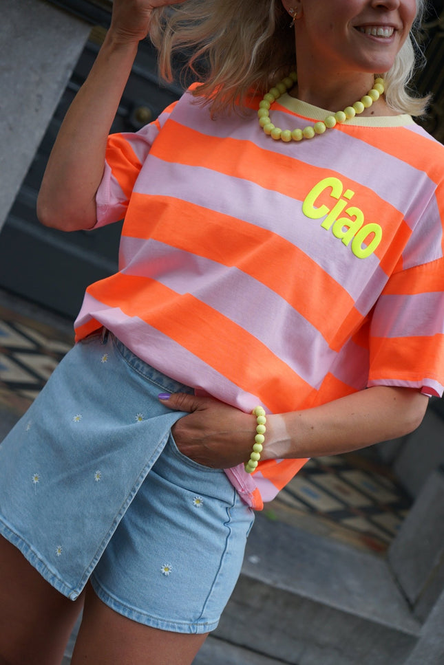 STREEP T - SHIRT CIAO ORANJE GEEL - Hipishet