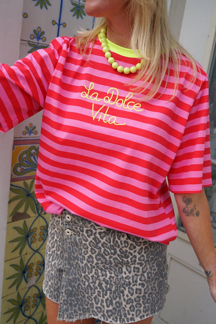 STREEP T - SHIRT DOLCE VITA ROOD - Hipishet