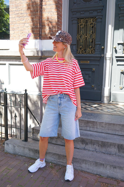 STREEP T - SHIRT DOLCE VITA ROOD WIT - Hipishet