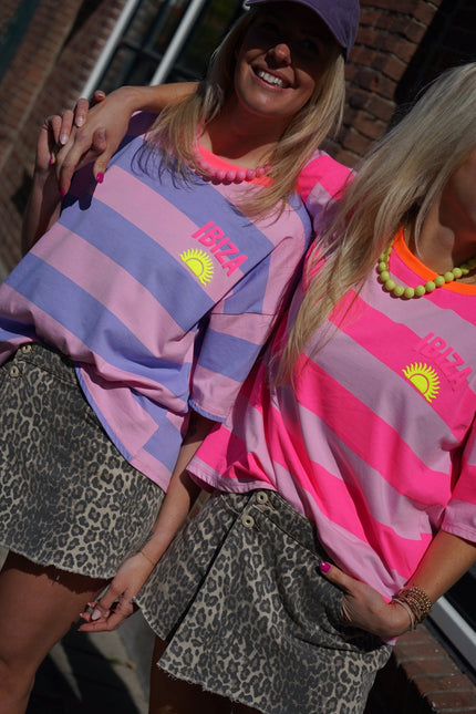 STREEP T - SHIRT IBIZA ORANJE ROZE - Hipishet