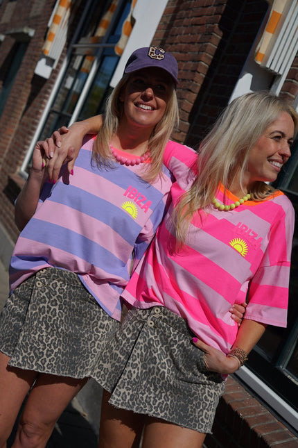 STREEP T - SHIRT IBIZA ORANJE ROZE - Hipishet