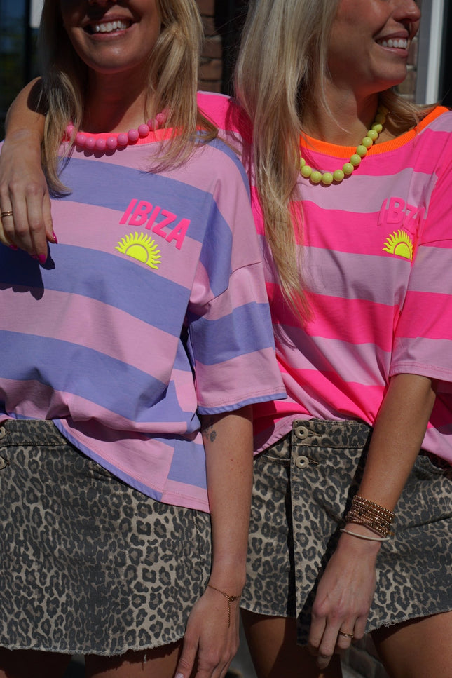 STREEP T - SHIRT IBIZA ORANJE ROZE - Hipishet