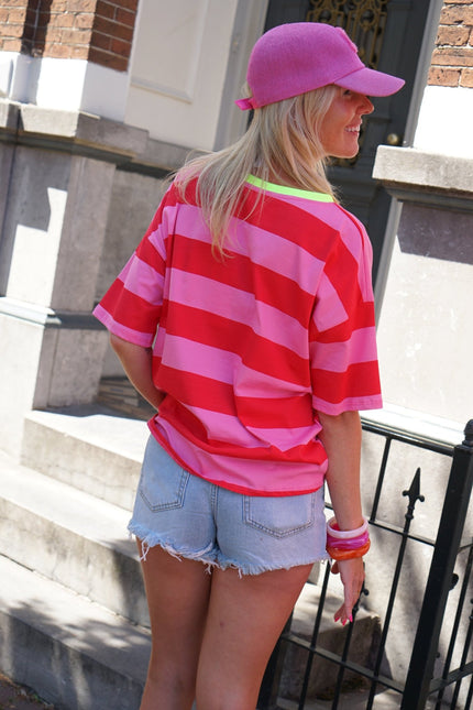STREEP T - SHIRT IBIZA ROOD ROZE - Hipishet