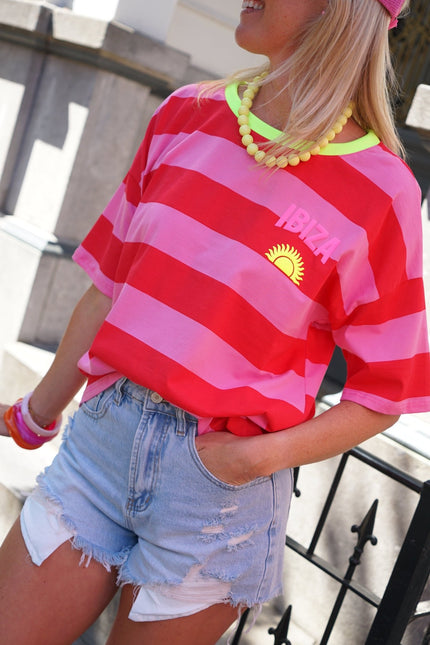STREEP T - SHIRT IBIZA ROOD ROZE - Hipishet