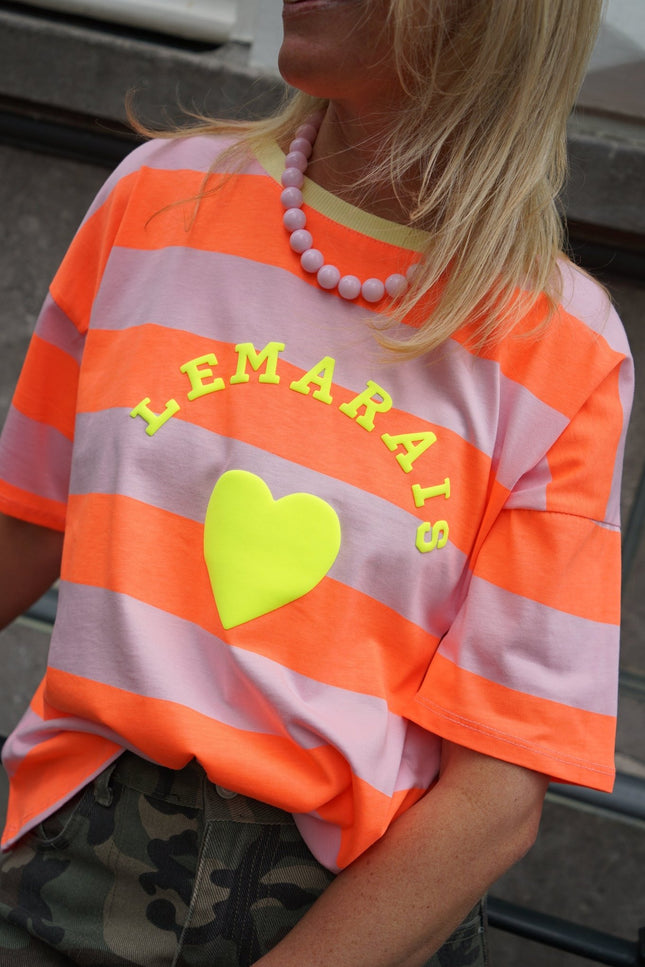 STREEP T - SHIRT LE MARAIS ORANJE ROZE - Hipishet