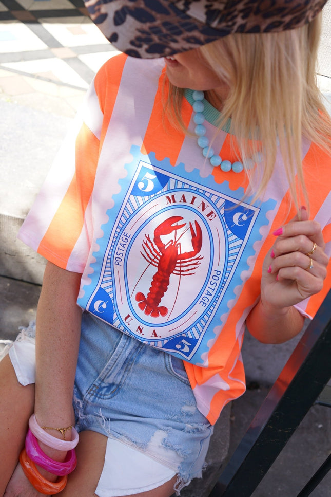 STREEP T - SHIRT LOBSTER ORANJE - Hipishet