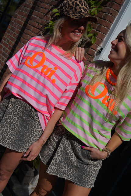 STREEP T - SHIRT OUI GROEN ORANJE - Hipishet