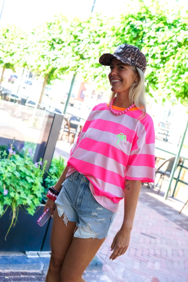 STREEP T-SHIRT SAINT TROPEZ ROZE - Hipishet