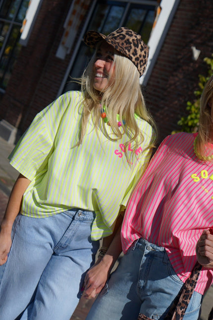 STREEP T - SHIRT SOLEIL NEON GROEN - Hipishet